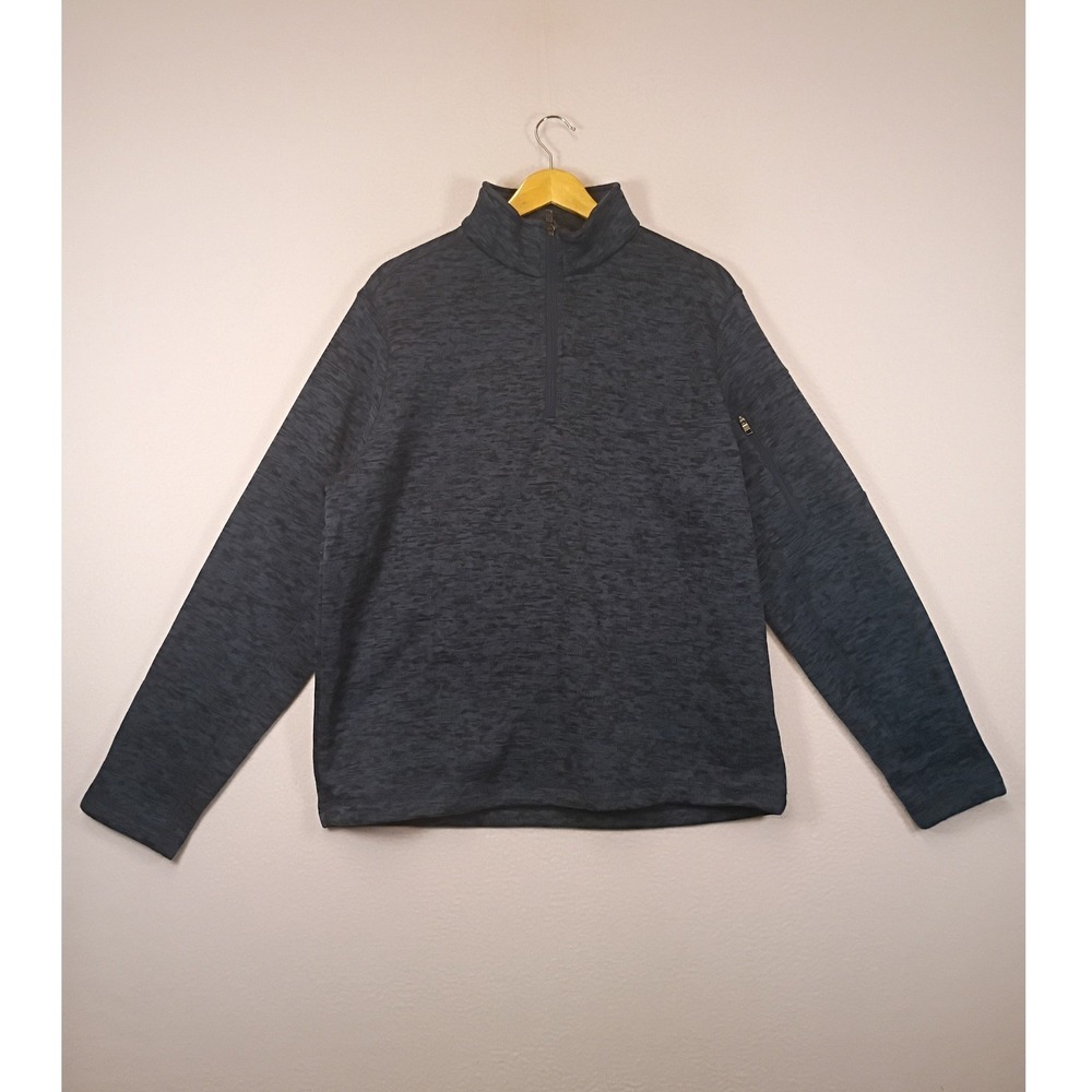 Gorpcore Lands End Mens Large Navy Blue Space Dye Quarter Zip Fleece Pullover